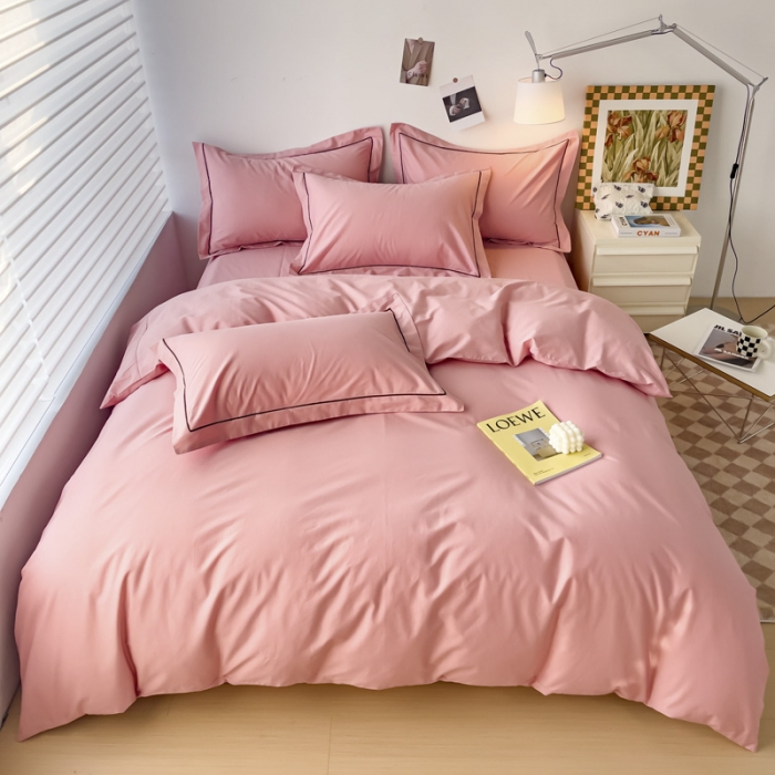 精选40支长绒棉纯色四件套亲肤透气睡眠必备G110600002