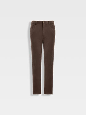 callisto雪茄棕磨毛灯芯绒微直筒休闲裤