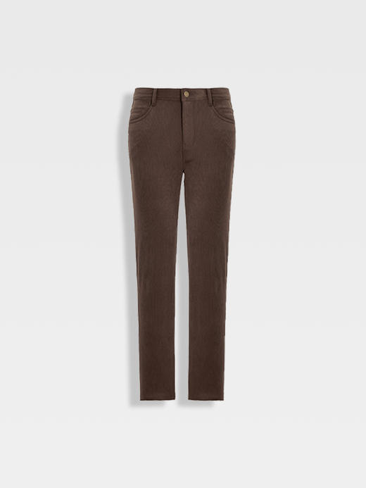 callisto雪茄棕磨毛灯芯绒微直筒休闲裤 商品图0