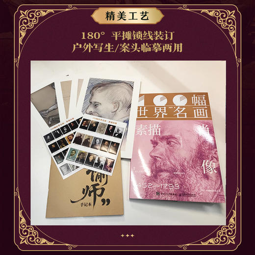 100幅世界名画 素描肖像 世界名画手稿 素描肖像画集画册 梵高达芬奇光影情感表达鉴赏参考 商品图3