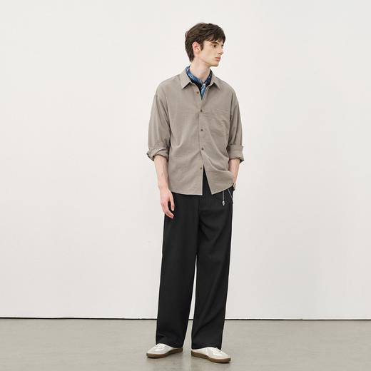 714street抗皱易打理中空纱直筒休闲裤2025秋冬季cleanfit裤子男 商品图3