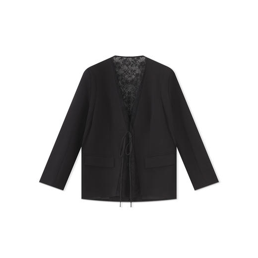 「高货wl」全新升级【铂金会员367/天猫499/差价132】(44750)洛诗琳气质优雅通勤西装2025秋季设计感蕾丝拼接外套女 商品图4