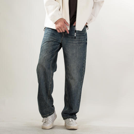 DRONKOO 2025 正常腰右口袋小织唛数字6中厚牛仔长裤 商品图1