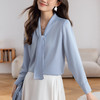 KQL 617T8331缎面衬衫设计感飘带上衣长袖别致衬衣 商品缩略图1