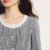 【08/19新品】熙世界法式格子衬衫女长袖2025秋季新款文艺复古蕾丝花边圆领上衣 商品缩略图4