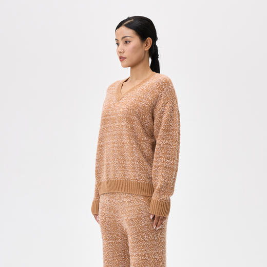 羊绒V领浮线女套衫  SJF97W288N 商品图3
