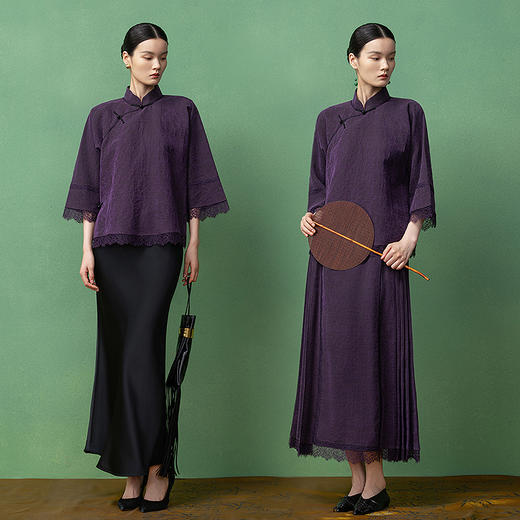 【林栖设计小店】（现货）香云纱衬衣新中式蕾丝2025秋季新款上衣女T1953299 商品图2