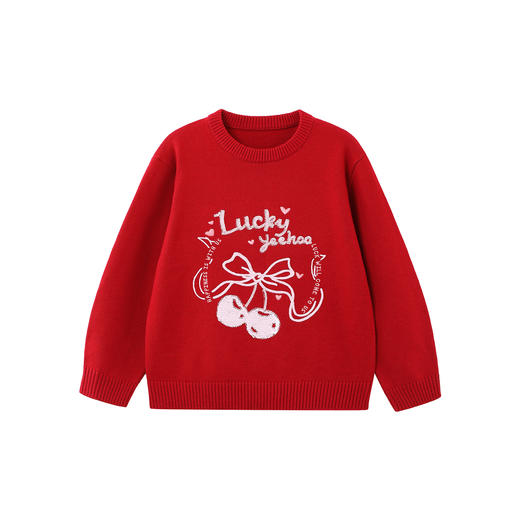 【商场同款】英氏儿童毛衣针织衫女孩女童春秋新年红色喜庆新款 商品图4