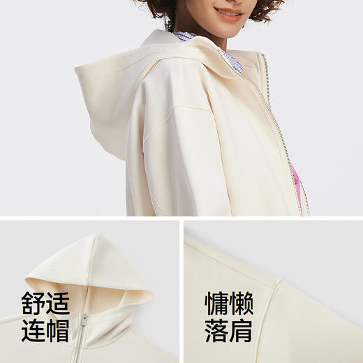 森柔棉|商场同款森马外套女纯色宽松慵懒2025秋新款连帽夹克休闲 商品图3