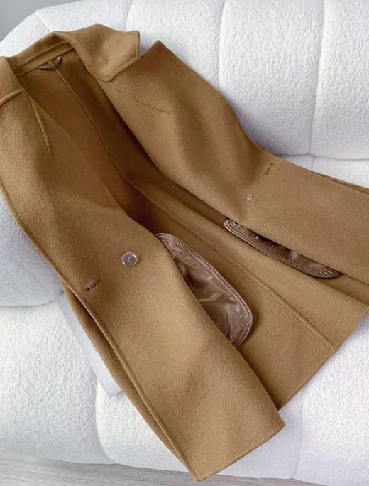 【高端系列】手工定制3259款10%羊绒➕90%羊毛肩部打褶双面尼大衣-喜出 商品图5