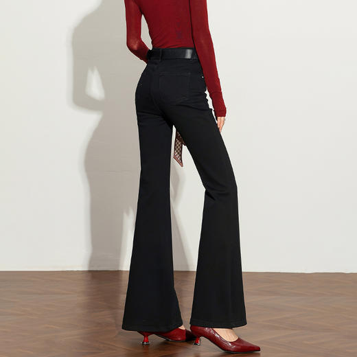 【限时秒杀】韩版立体剪裁弹力微喇牛仔裤女秋季修身高腰显瘦百搭喇叭裤H0051264/H0051265 商品图4