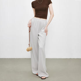 百媚生 口碑经典醋酸女裤夏薄款高腰直筒佰搭显瘦抗皱一片式阔腿空气裤 7670344