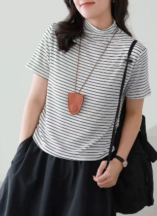 雀说半高领休闲百搭宽松显瘦打底衫T恤AL13097 商品图5