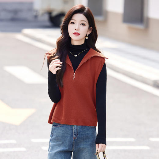 羊毛无袖针织衫马甲，时尚外搭叠穿毛衣背心上衣HR-ZLF6602 商品图3