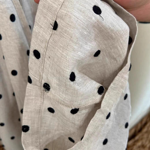 丁摩 薄款垂坠感苎麻阔腿裤女夏季新款波点印花休闲直筒长裤子5ZF-6155 商品图3