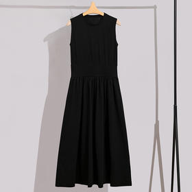 丁摩 纯棉弹力法式无袖背心连衣裙女夏高级感黑色长裙休显瘦裙子质感5ZF-1318