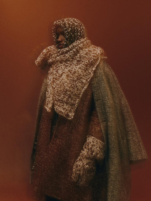 Casey Casey 25AW 黑白混色/藕白羊毛手织巴拉克拉法帽 商品图6