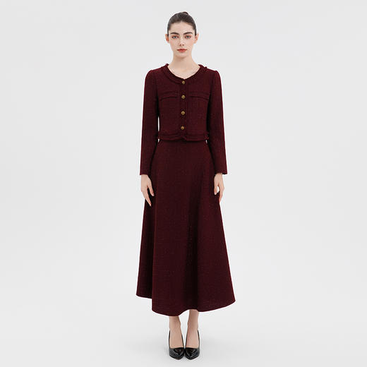IWY/高级感酒红色西装套裙女秋季长袖显白职业裙装工作服C15117+S15117 商品图3