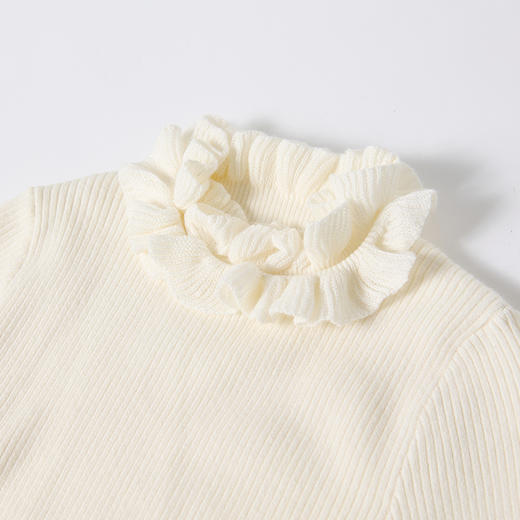 笛莎Deesha 童装女童毛衫2025冬新款女童甜美木耳边领修身打底毛衣 商品图3