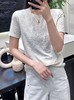 丁摩 新中式纯棉圆领国风T恤女夏季新款短袖复古显瘦气质提花上衣5ZF-170 商品缩略图7
