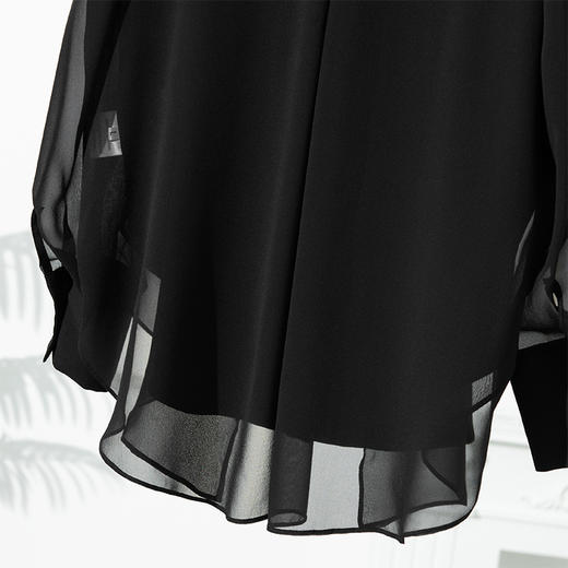 丁摩 夏季新款真丝桑蚕丝西装女套装薄款长袖绸缎上衣通勤短裤两件套5ZF-467 商品图3