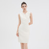 IWY/气质无袖收腰连衣裙女新款米白色医美接待工作服职业裙Q15206 商品缩略图2