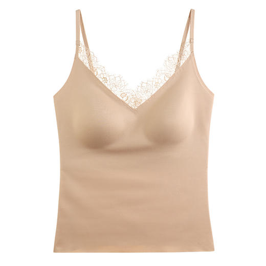 雀说蕾丝性感粉底液吊带小背心女遮肚带胸垫白色内衣外穿内搭上衣ALSL968 商品图4