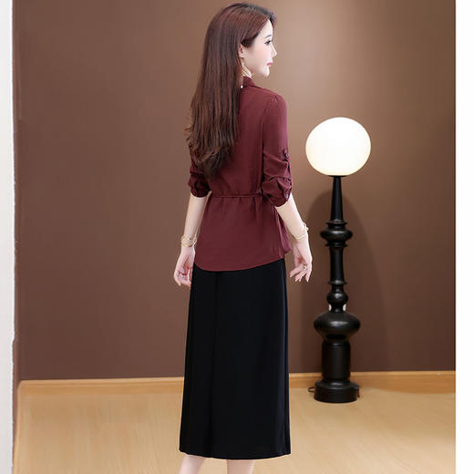 QYM 25YS01-Y时尚两件套连衣裙收腰衬衫+无袖连衣裙套装裙 商品图2