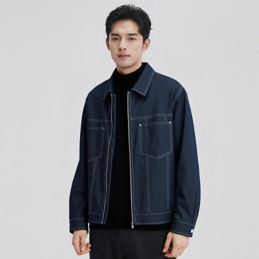 圣得西男士潮流工装牛仔夹克2025秋新款扛皱易打理百搭翻领外套 商品图12
