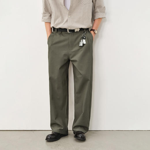 714street抗皱易打理中空纱直筒休闲裤2025秋冬季cleanfit裤子男 商品图0