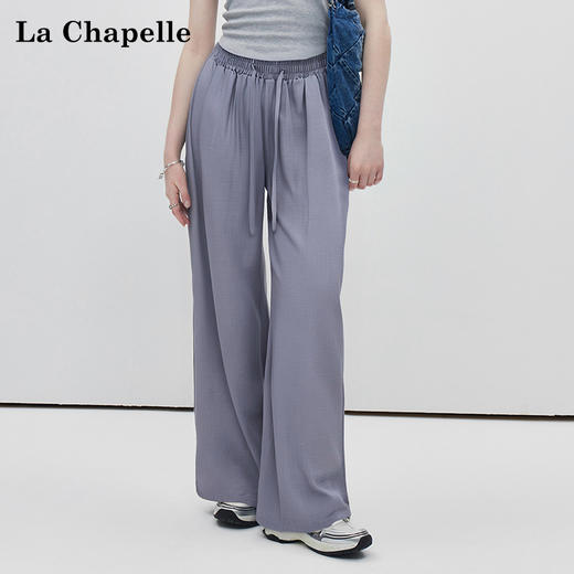 天猫同步【垂感/遮肉/显瘦】拉夏贝尔/La Chapelle松紧抽绳休闲裤女宽松百搭小个子垂感直筒长裤★ 商品图0