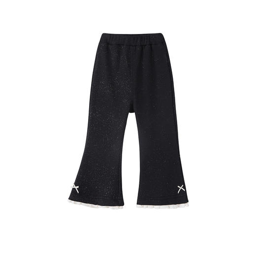 笛莎Deesha 童装女童裤子2025冬新款女童亮晶晶公主风坑条加绒复合喇叭裤 商品图4