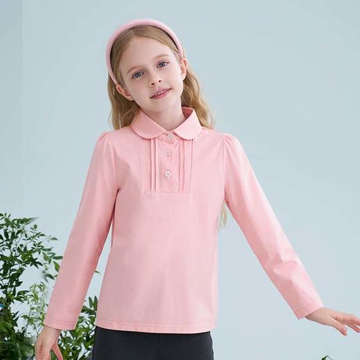 mettekids儿童长袖T恤2025秋冬新款女童白色翻领百搭打底童装上衣 商品图2