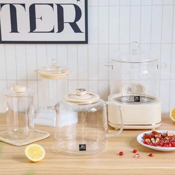 WORLD KITCHEN康宁1.2L全玻璃养生壶恒温壶多功能办公室煮茶器烧水壶0胶和0拼接 顶配款【玻璃壶+茶漏+炖盅】 /家用电器 /厨房小电 /养生壶 商品图1