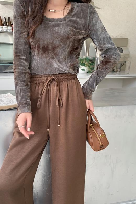 LNNNS 慵懒高腰抽绳直筒阔腿裤 21068 商品图2