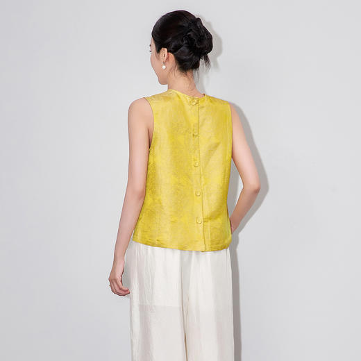 「高货wl」全新升级【铂金会员284/天猫379/差价95】(45342)洛诗琳气质正反两穿提花马甲2025夏季香云纱国风显瘦上衣 商品图1