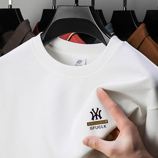 雀说重磅纯棉卫衣新款宽松落肩圆领韩版长袖男士打底衫AL 商品图1