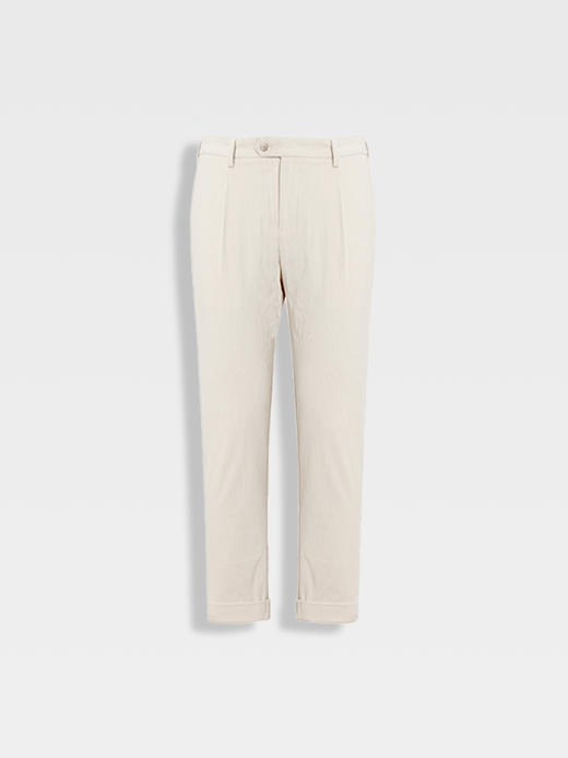 callisto米色柔糯灯芯绒条纹休闲裤 商品图0