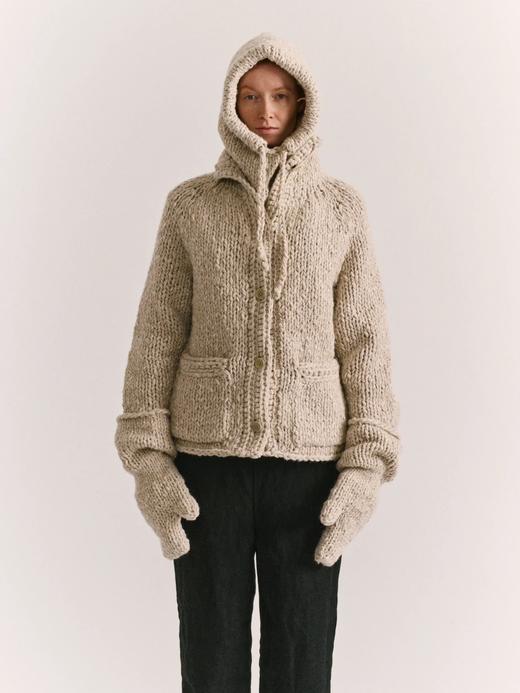 Casey Casey 25AW 黑白混色/藕白羊毛手织巴拉克拉法帽 商品图5