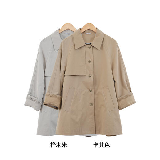 DH25GC866003小个子定制日系简约松弛感拼接袖口绣花单排扣休闲风衣RJ029 商品图1