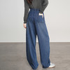 【爆款72小时发货】【秋季必备】【显高显瘦，时髦百搭】秋季新款莱赛尔复古牛仔休闲裤女弯刀豆荚裤宽松松紧阔腿牛仔裤100% 商品缩略图3