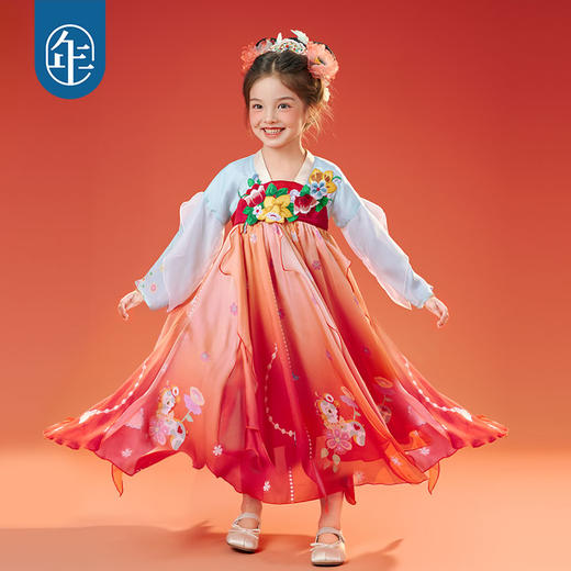 年衣童装汉服裙女童25秋季新款中式唐装连衣裙月下花糖汉服裙 商品图0