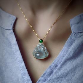 18K金镶嵌翡翠弥勒佛