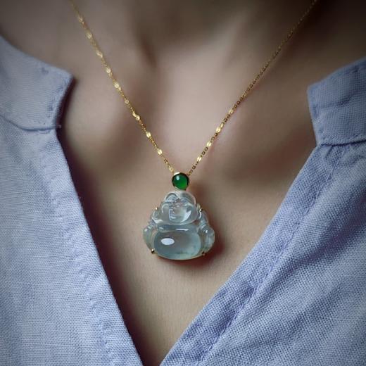 18K金镶嵌翡翠弥勒佛 商品图0