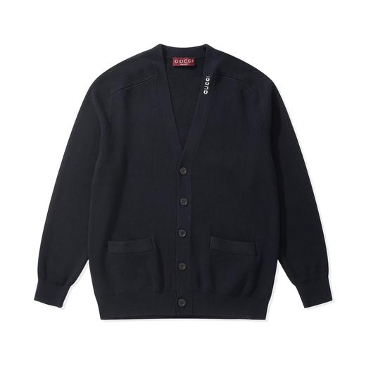 中性款嵌花丝棉针织开衫毛衣012 商品图0