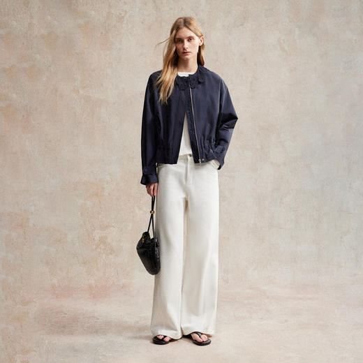 C+IMPRESS/西嘉|优质长绒棉 巴恩风花边领设计下摆抽绳廓形外套女WT2503056 商品图2