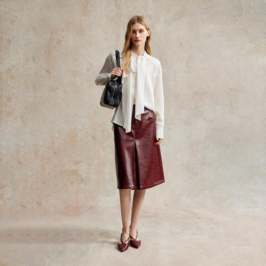 C+IMPRESS/西嘉法式别致飘带衬衫女25秋季新款竖条纹宽松亚麻上衣CS2503009 商品图2