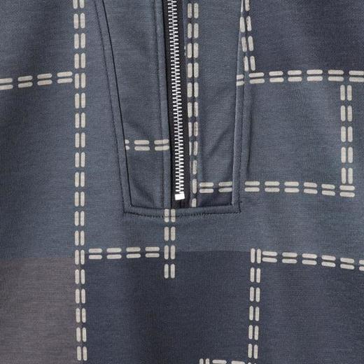 WT204SDSA男士2025新款轻奢痞帅男装撞色不规则图形半拉链立领卫衣百搭 商品图3