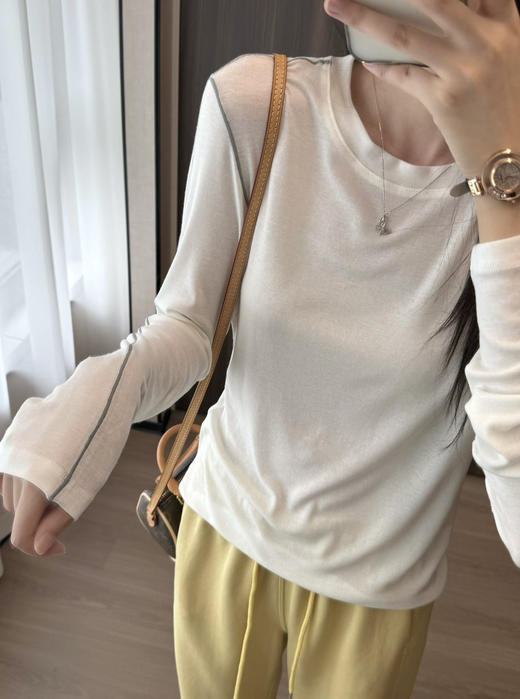 高端精品行业高标准超细绵羊毛+奥地利兰精天丝打底衫 商品图2