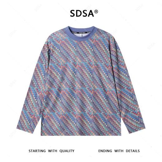 T4592SDSA男士长袖t恤2025新款轻奢痞帅男装简约撞色斜纹圆领长袖T恤 商品图1